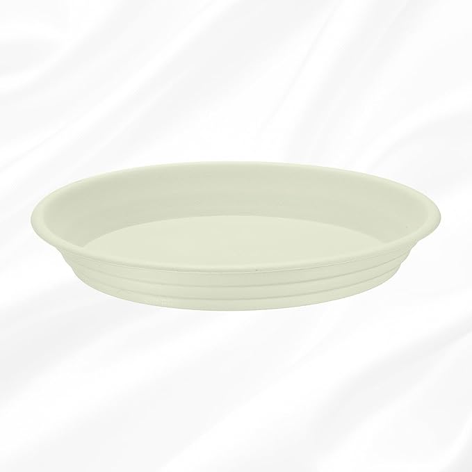 HARFINGTON Plastic Plant Saucer 7" Round Drip Trays Flower Pot Saucers Flower Base Bottom Drainage Tray for Indoors Outdoors Planters, Beige