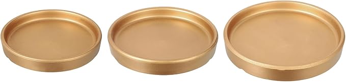3 Pack Planter Saucers - Ceramic Plant Tray Flower Pot Drip Trays Round Apply to Outdoor/Garden (4/5/6inch, Gold)