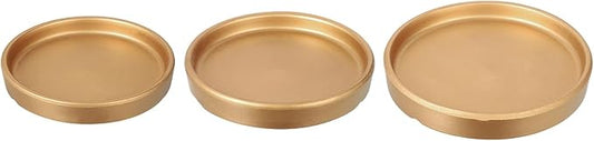 3 Pack Planter Saucers - Ceramic Plant Tray Flower Pot Drip Trays Round Apply to Outdoor/Garden (4/5/6inch, Gold)