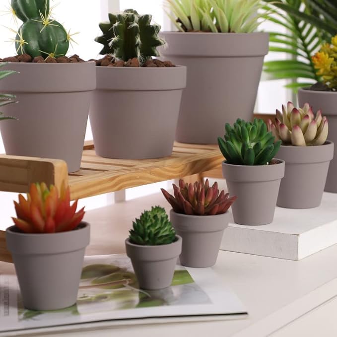 Yishang 1.9 Inch Tiny Grey Terracotta Pots Pack of 36-Small Mini White Clay Pots with Drainage Holes Flower Nursery Terra Cotta Planter for Tiny Cactus,Herb,Succulent Plants,Crafts