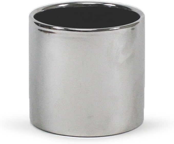 WGVI Silver Ceramic Cylinder Vase Width 6.5" Height 6", Flower Arrangements, Candle Holder, Terrarium Planter Pot, Storage Container Organizer, Pen Brush Holder, Smooth Silver Tabletop Decor, 1 Pc