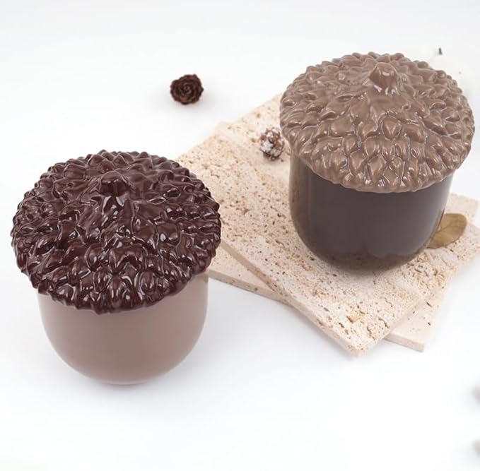 LSLEVA Storage Boxes with Lids - Creative Silicone Candle Vessels Pot Molds, Concrete Round Stripe Bottle Making Moulds for Storage and Candle Holder (Pine Cone)