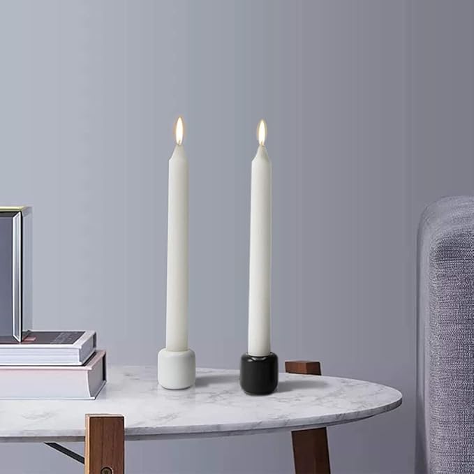 Ceramic Chime Candle Set - 0.7 Inch Diameter, Home Small Candle Holders for Casting Chimes, Rituals, Spells, Vigil, Wiccan Supplies & More (8 Pcs, Black, White)