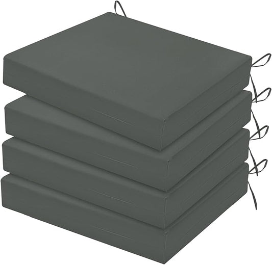 HARBOREST Outdoor Chair Cushions Set of 4, Water Resistant Patio Chair Cushions with Ties, Square Corner Outdoor Seat Cushions for Patio Furniture, 18.5"x16"x3", Dark Grey