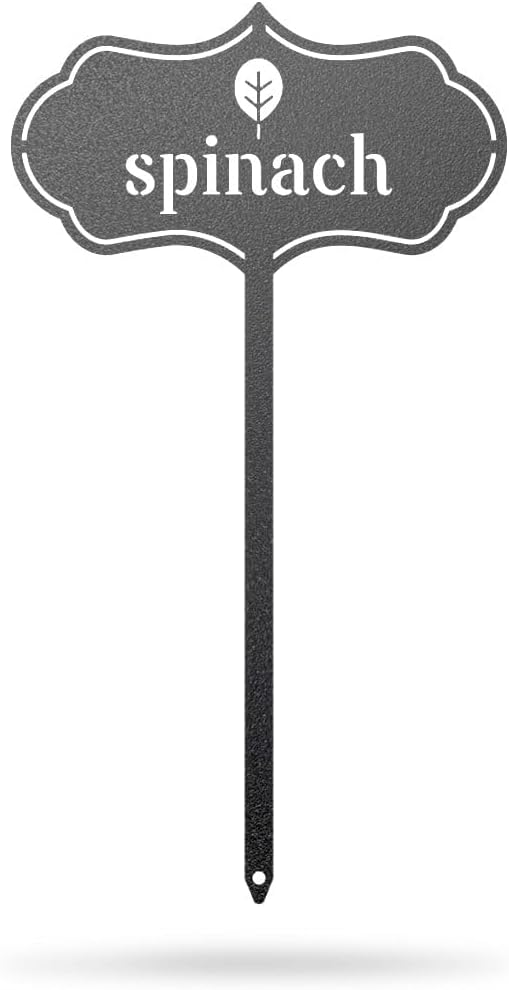 RealSteel - Seed & Plant Markers - Indoor/Outdoor Herb Garden Stakes - Elegant Fruit/Vegetable Seed Labels - Durable Plant Tags for Pots - Classy Design for Farmhouse/Greenhouse (Spinach)