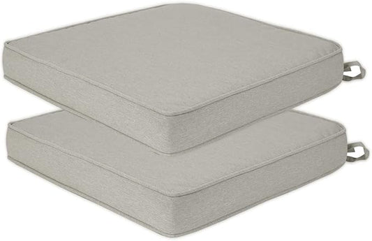 Outdoor Chair Cushions 18x18 Inch,Set of 2,Water Resistant Chair Pads with Ties,Square Seat Cushion 18"x18"x2.5",Patio Chair Cushion for Garden,Backyard Furniture(Light Brown)