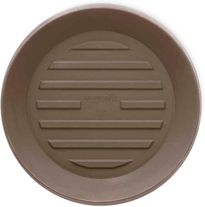 Crescent Garden Universal Round Planter Saucer, Durable Drainage Dish for Plant Pots, Heavy-Duty Plant Dishes Saucer, Indoor & Outdoor Plant Trays - Mocha (11 inch Inner, 15 inch Outer Diameter)