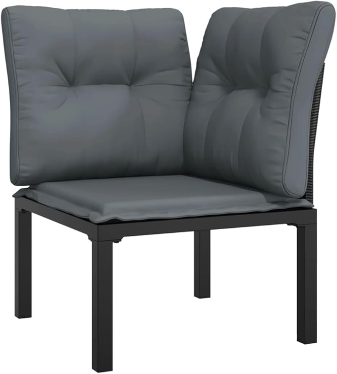 Garden Lounge Set Black and Grey Outdoor Conversation Set Garden Seating Ensemble for Backyard Pond