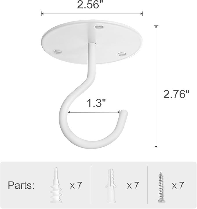 Mkono Ceiling Hooks for Hanging Plants, Metal Plant Hanger Bracket Wall Mount Hooks for Hanging Bird Feeders, Lanterns, Wind Chimes, Planters, Indoor&Outdoor Decoration Hooks (2-Pack) (White)