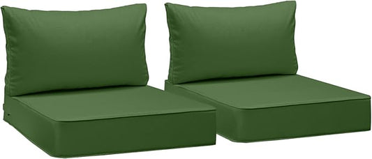 AAAAAcessories Outdoor Seat Cushions for Chairs, Fade-Resistant, Waterproof Patio Furniture Replacement Cushions, 24" x 24" x 5" + 24" x 13.5", Set of 2, Dark Moss Green