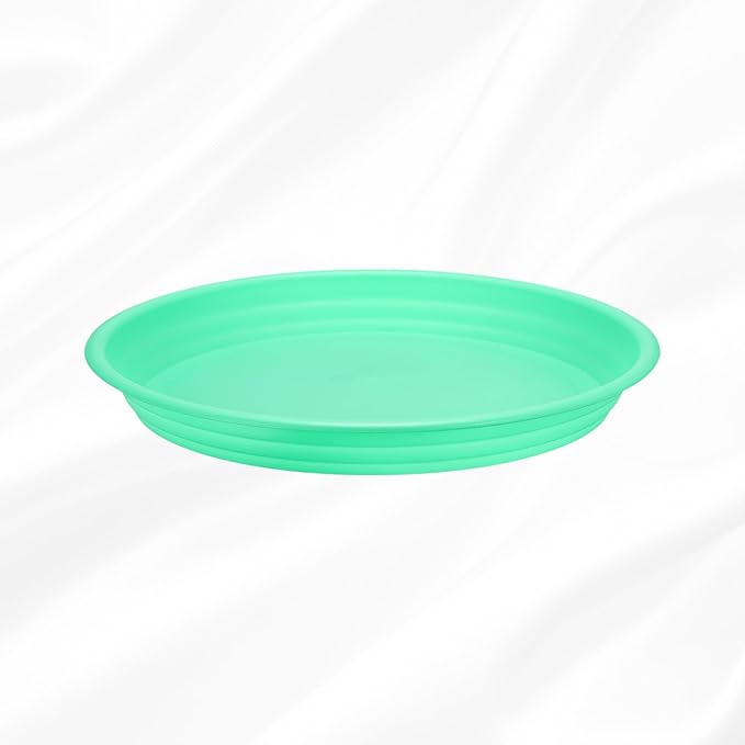 HARFINGTON Plastic Plant Saucer 11.8" Round Drip Trays Flower Pot Saucers Flower Base Bottom Drainage Tray for Indoors Outdoors Planters, Green