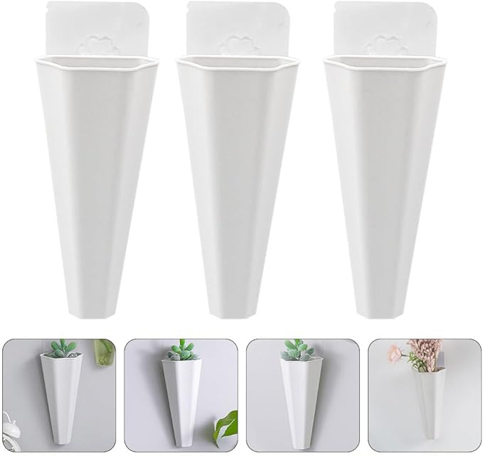 Yardwe Hanging Flower Pot 9Pcs Set White Plastic Wall Planters for Indoor and Outdoor Garden Decor Hydroponic and Trailing Compatible