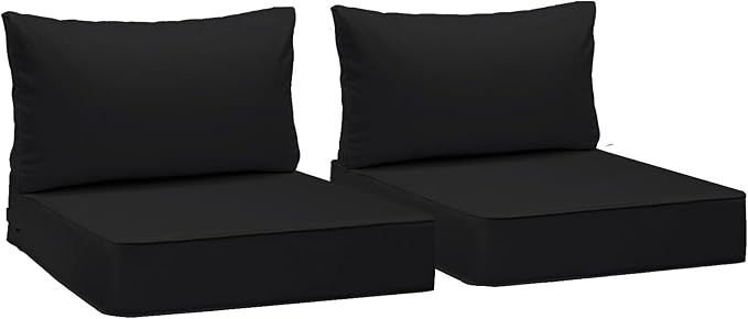 AAAAAcessories Outdoor Deep Seat Cushions, Waterproof, Fade-Resistant Patio Furniture Replacement Cushions, 24" x 24" x 5" + 24" x 13.5", Set of 2, Black