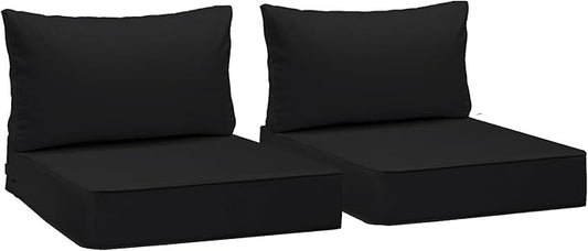 AAAAAcessories Outdoor Deep Seat Cushions, Waterproof, Fade-Resistant Patio Furniture Replacement Cushions, 25.5" x 25.5" x 5" + 25.5" x 13.5", Set of 2, Black