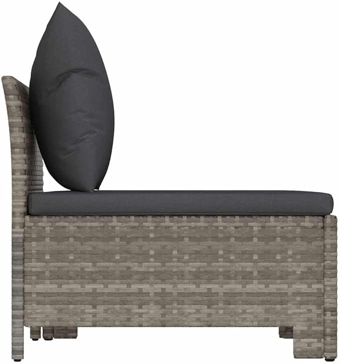 Garden Lounge Set Gray Poly Rattan Medium Lightweight Outdoor Furniture Set Garden Seating Ensemble for Pond Backyard