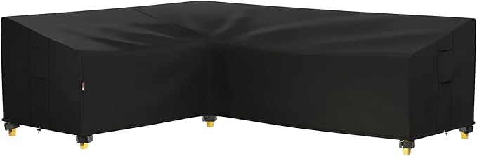 iBirdie Outdoor Sectional Cover fit 90 x 120 inch, 89 x 118, L-Shaped Patio Furniture Sofa, Waterproof Weatherproof Heavy Duty 600D Garden Cover for Outside L shape Couch, Black