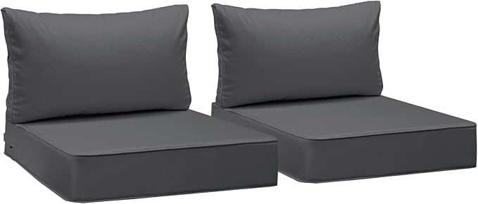 AAAAAcessories Outdoor Deep Seat Cushions, Waterproof, Fade-Resistant Patio Furniture Replacement Cushions, 24" x 24" x 5" + 24" x 13.5", Set of 2, Dark Gray