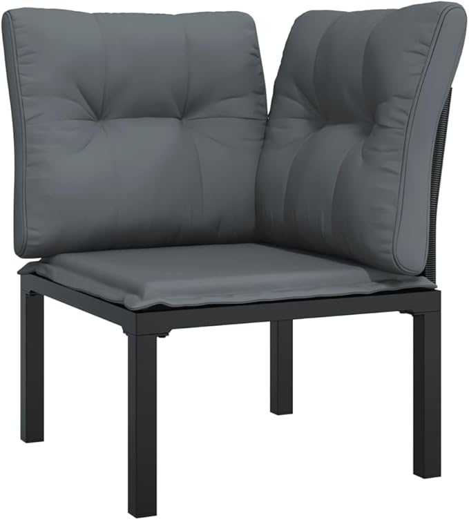 Garden Lounge Set Black and Dark Gray Patio Furniture Set Garden Seating Ensemble for Backyard Deck