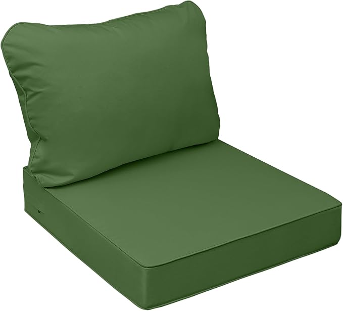 AAAAAcessories Outdoor Seat Cushions for Chairs, Fade-Resistant, Waterproof Patio Furniture Replacement Cushions, 21" x 21" x 3" + 21" x 17", Dark Moss Green