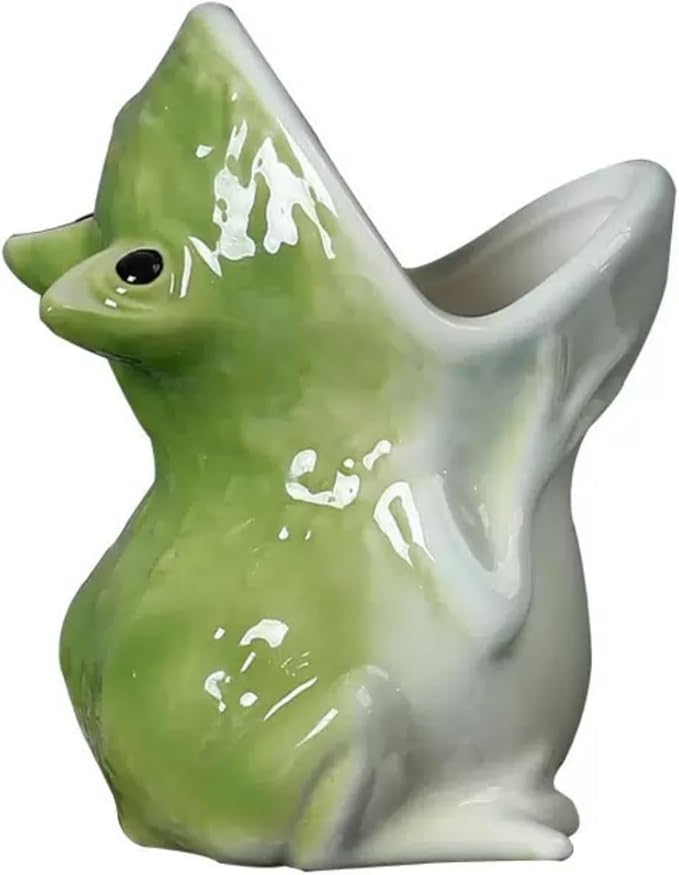 Cartoon Frog Planter - Ceramic Succulent Planter Pot with Drainage, Cute Home Decor Gift for Plant Lovers, Indoor/Outdoor Mini Flower Pot for Desk, Garden, Windowsill by Home-n-Gifts 1pcs