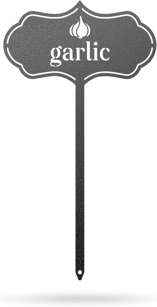 RealSteel - Seed & Plant Markers - Indoor/Outdoor Herb Garden Stakes - Elegant Fruit/Vegetable Seed Labels - Durable Plant Tags for Pots - Classy Design for Farmhouse/Greenhouse (Garlic)