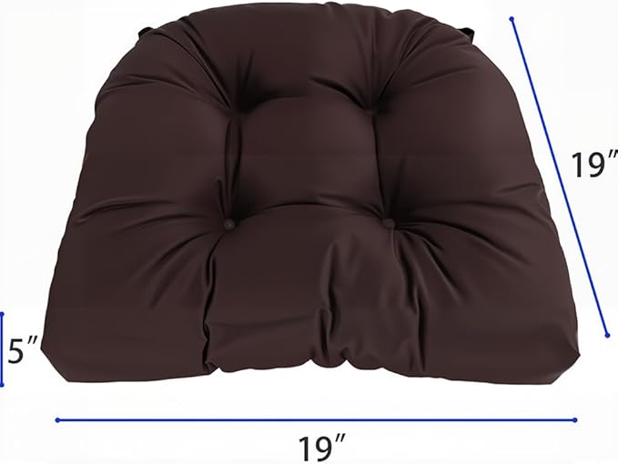 amberr Outdoor Chair Cushions Set of 2, Waterproof Outdoor Seat Cushions for Patio Furniture,Wicker Chair Cushions with Adjustable Straps (Walnut, 19" x 19"x 5"（2 Pack)