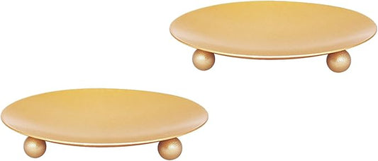 Candle Holder Decorative Iron Plate,Candle Stand for LED & Wax Candles,Spa,Bathroom,Weddings,4.33x0.78inch,Set of 2 (Gold)