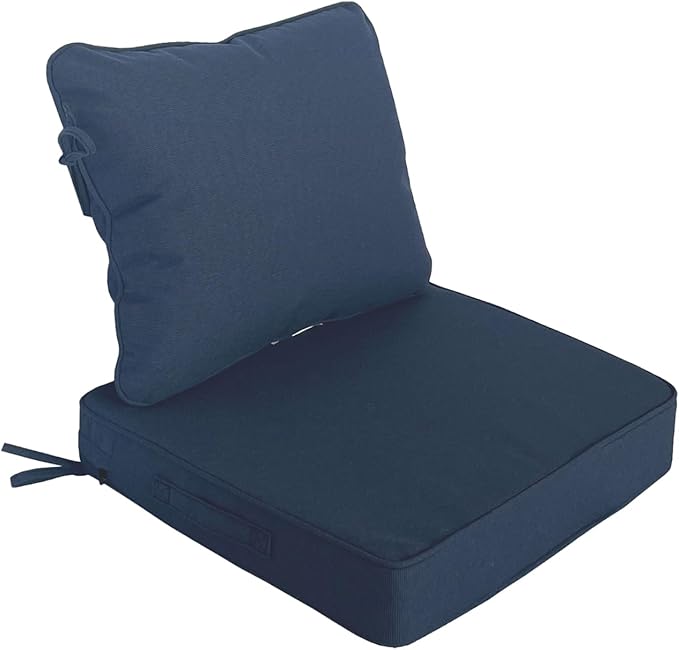 19"x19" Outdoor Universal Cushion Set of 1, Patio Cushions with Handles & Ties, Water-Proof Stain-Resistant UV Resistant Weather Resistant High Resilience Foam with YKK Zippers,Navy Blue