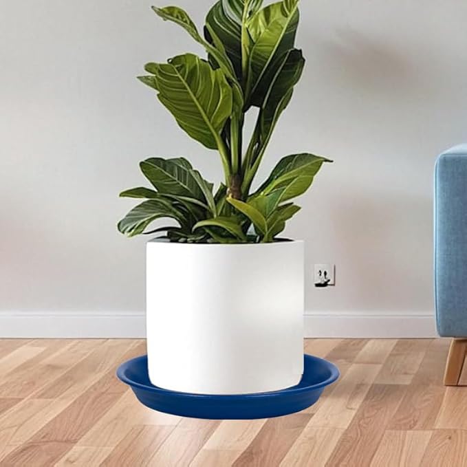 2 Pack Plant Saucer Drip Tray 11 12 inch, Pot Base for Plants Indoor, Plastic Flower Planter Saucers and Drip Trays for Outdoors, Heavy Durable Plant Plate Water Catcher (12", Blue)