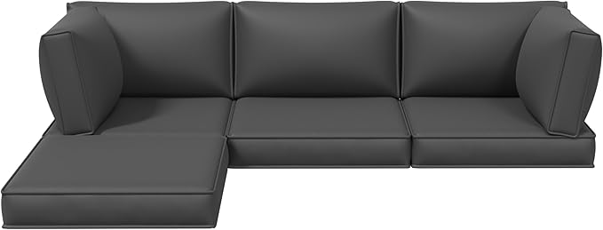 Aoxun Replacement Cushions for Outdoor Furniture, 9-Piece Outdoor Cushions for Patio Furniture, Deep Seat, Splash-Proof & Fade Resistant Couch Cushion for 4-Seat Patio Conversation Sets, Dark Grey