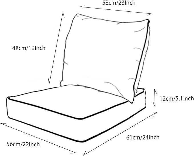 Goodgoods 22 x 24 Outdoor Patio Deep Seat Cushions Set of 2, Fade-Resistant & Water-Resistant Outdoor Furniture Chair Cushions with 30D High-Resilience Foam for Sofa Chair, Light Gray