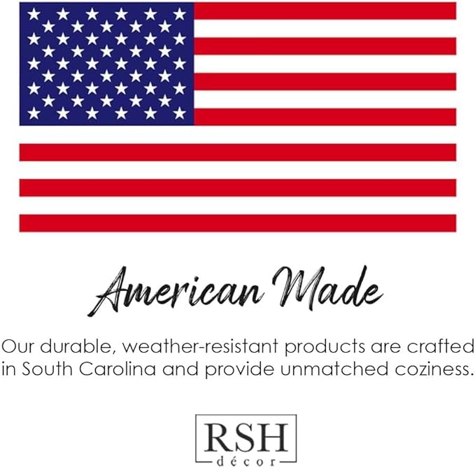 RSH DECOR: 3-Piece Wicker Tufted Cushion Set | for Large Wicker Sets | Outdoor Loveseat & U-Shaped Seat Cushions | Water & Fade-Resistant Spun Fabric | Telfair Peacock Blue - Made in USA