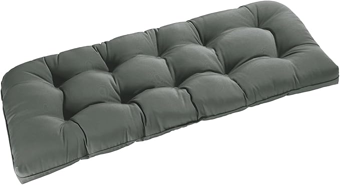 downluxe Outdoor Bench Cushion for Patio Furniture, Waterproof Tufted Overstuffed Porch Swing Cushions, Thick Outdoor Loveseat Cushions, 44" X 19" X 5", Dark Grey, Set of 1