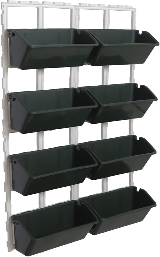 Vertical Garden Wall Planter, 4-Tier Stackable Wall Planter Indoor Outdoor with 8 Pockets, Wall Mount Flower Pot Holder for Vegetables, Flowers, Herbs