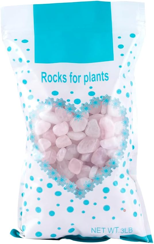 TGS Gems 10-20mm Each Rose Quartz Crystal Tumbled Chips Irregular Shaped Stones, 3lbs Bulk Bag of Crushed Healing Crystal Stones - Polished Pebbles for Decorating Succulent Planters, Fairy Gardens