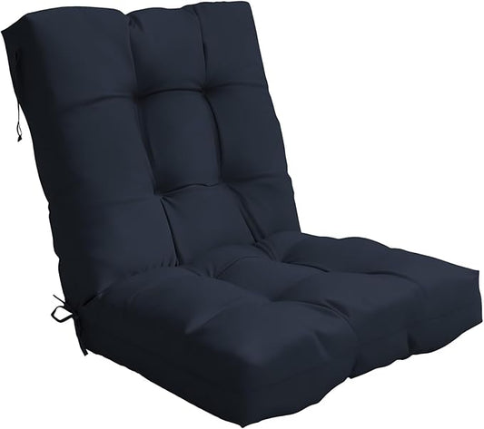Outdoor Chair Cushion, 42x21x4 Inch Patio Cushions for Dining/Rocking Chairs, High Back Soft Seat Pad with Ties, Indoor Outside Use, Fade-Resistant & Waterproof, Dark Blue