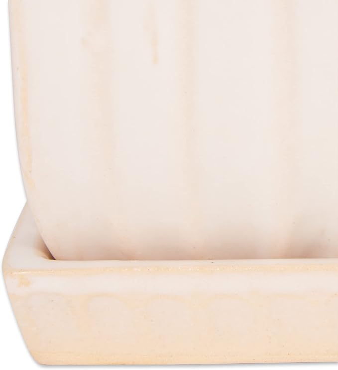Accent Plus White Square Ceramic Small Planter (Set of 3)