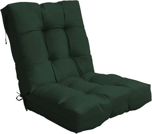 Outdoor Chair Cushion, 42x21x4 Inch Patio Cushions for Dining/Rocking Chairs, High Back Soft Seat Pad with Ties, Indoor Outside Use, Fade-Resistant & Waterproof, Dark Green