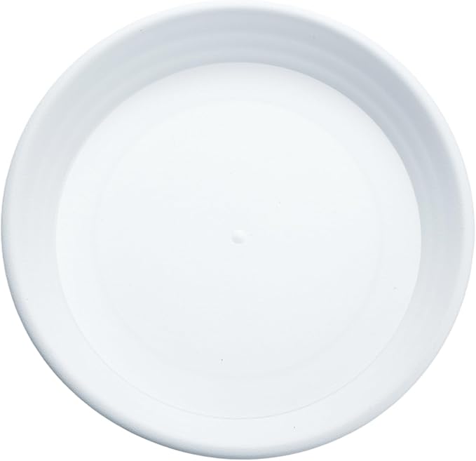 HARFINGTON Plastic Plant Saucer 7" Round Drip Trays Flower Pot Saucers Flower Base Bottom Drainage Tray for Indoors Outdoors Planters, Pearl White