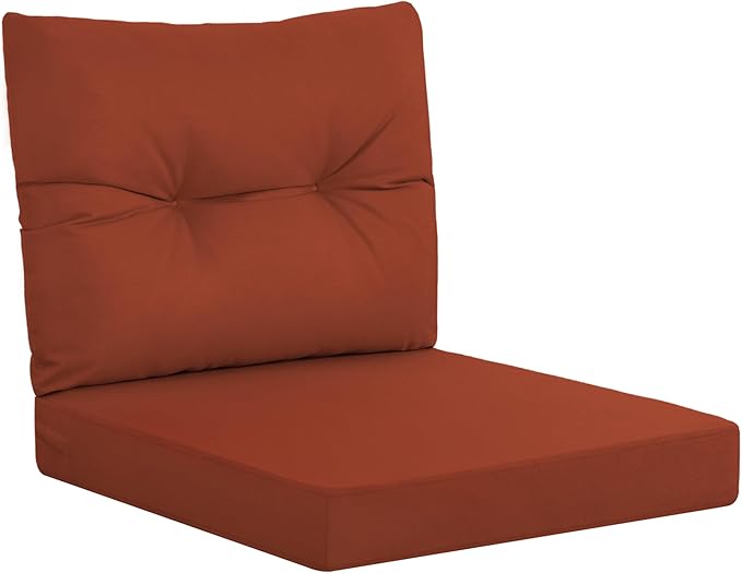 YEFU Olefin Outdoor Chair Cushions: Fade Resistant Outdoor Seat Cushion 24 x 24 - All Weather Patio Furniture Cushion with Ties - Deep Seat Patio Cushions for Chair Sofa Couch(Burnt Orange)
