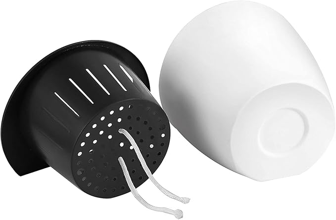 HOIGON 10 Pack 7 Inch Lazy Flower Pots, Self Watering Wall Hanging Plastic Planters with S-Hooks and Wicks, Water Hanging Plants Pot for Indoor Outdoor Orchids African Violet, White