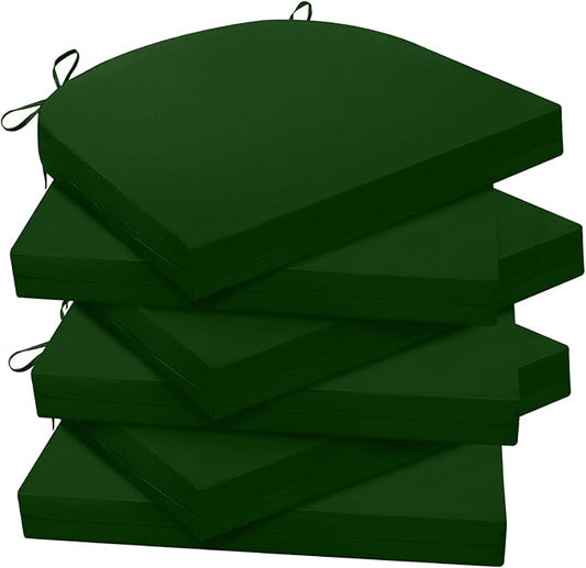 Wellsin Outdoor Chair Cushions for Patio Furniture - Patio Chair Cushions Set of 6 - Water Resistant Round Corner Outdoor Seat Cushions 17"X16"X2", Forest Green