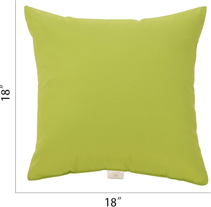 JMGBird Water-Resistant Outdoor Pillows Set of 2, 18x18 inch Durable Pure Green Throw Pillows with Inserts for Patio Furniture