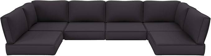 Outdoor Furniture Replacement Cushions, 5" Foam Foam High-Density, Fits 6-seat Sectional Rattan Conversation Set, 14 Piece Patio Water-Resistant Replacement Sofa Cushions, Liner&Cover