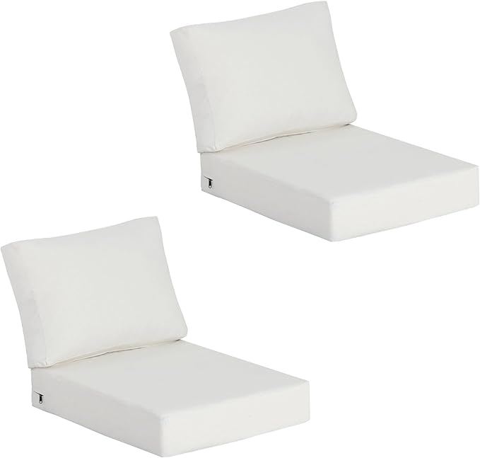23.5"x27" Outdoor Deep Seat Patio Cushions Set of 2, Deep Seat Bottom Resilient Foam Filling Water-Resistant Stain-Resistant UV Resistant Weather Resistant with YKK Zippers, Almond