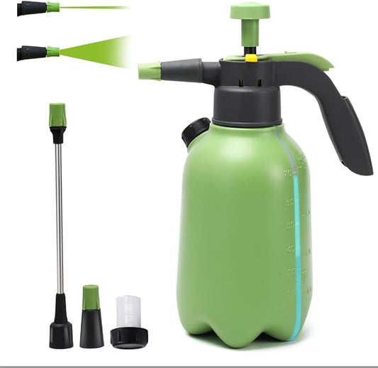 Garden Pump Sprayer, 1/2 Gallon Hand Pump Spray Bottle for Plants, Pressure Water Spray Bottle in Lawn and Garden Yard, Weed Chemical Sprayer with 2 Adjustable Nozzle & Safety Pressure Relief Valve