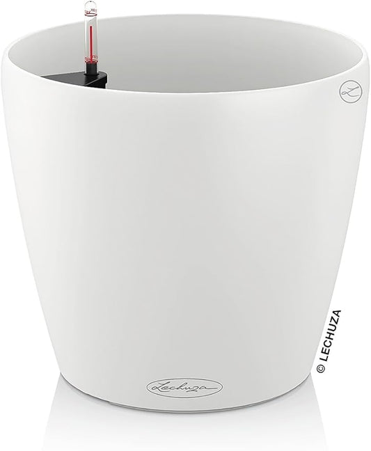 Lechuza 13210 Classico 35 Self-Watering Planter for Indoor and Outdoor Use, 14" x 14" x 13", White Matte