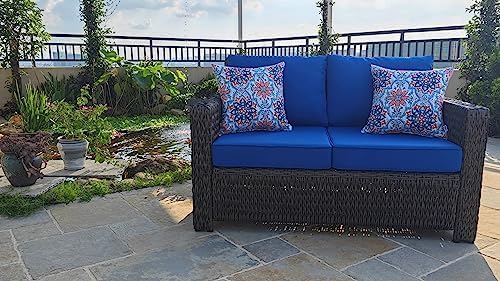 JMGBird Large Outdoor Chair Cushion Set - 22"x22" Tufted Seat & Back Cushions, Navy Blue for Deep Seat Patio Furniture