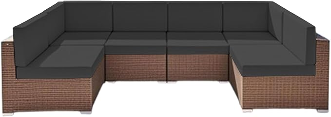 Outdoor Replacement Cushions for Patio Furniture, Splash-Resistant and Fade-Resistant 14 Pieces Outdoor Couch Cushion, 25.6x25.6x4 Inch Sofa Pad with Removable Fabric Cover
