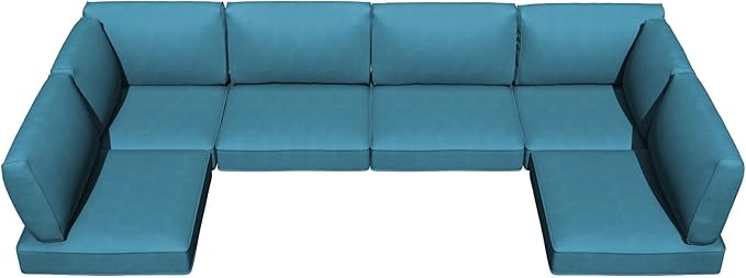 Patio Cushions for Outdoor Furniture,Water-Resistant Outdoor Cushions for 6 Seat Outdoor Sectinal,25.3"×25.3" Deep Seat Sofa Cushions, 14-Piece Outdoor Couch Cushions,Peacock Blue